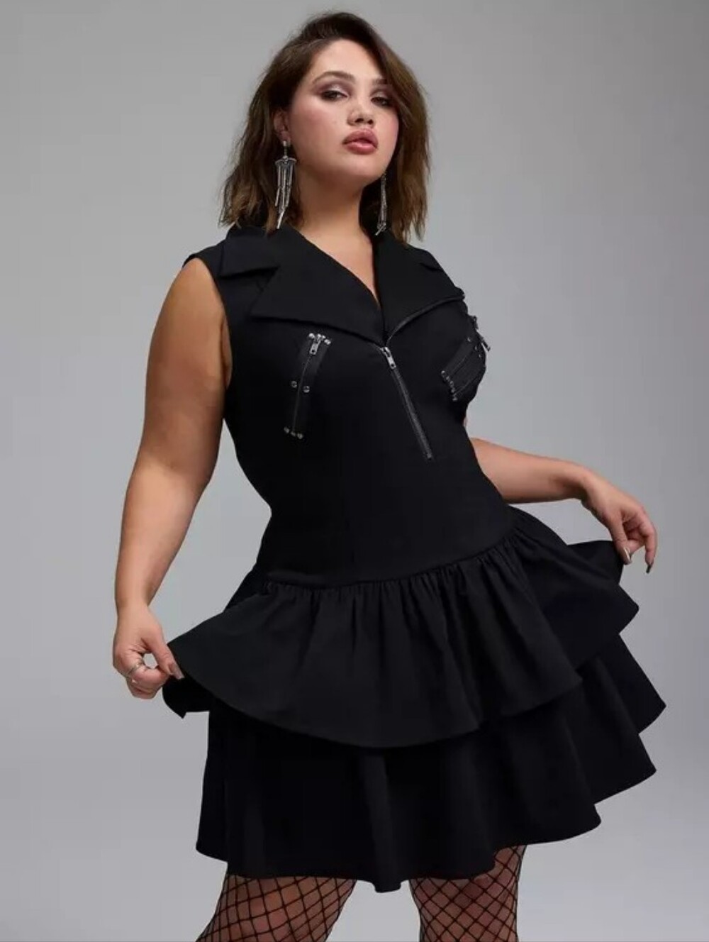 Torrid Nightfall Black Sleeveless Goth Zipper V-Neck Dress Women's Plus Size 4X